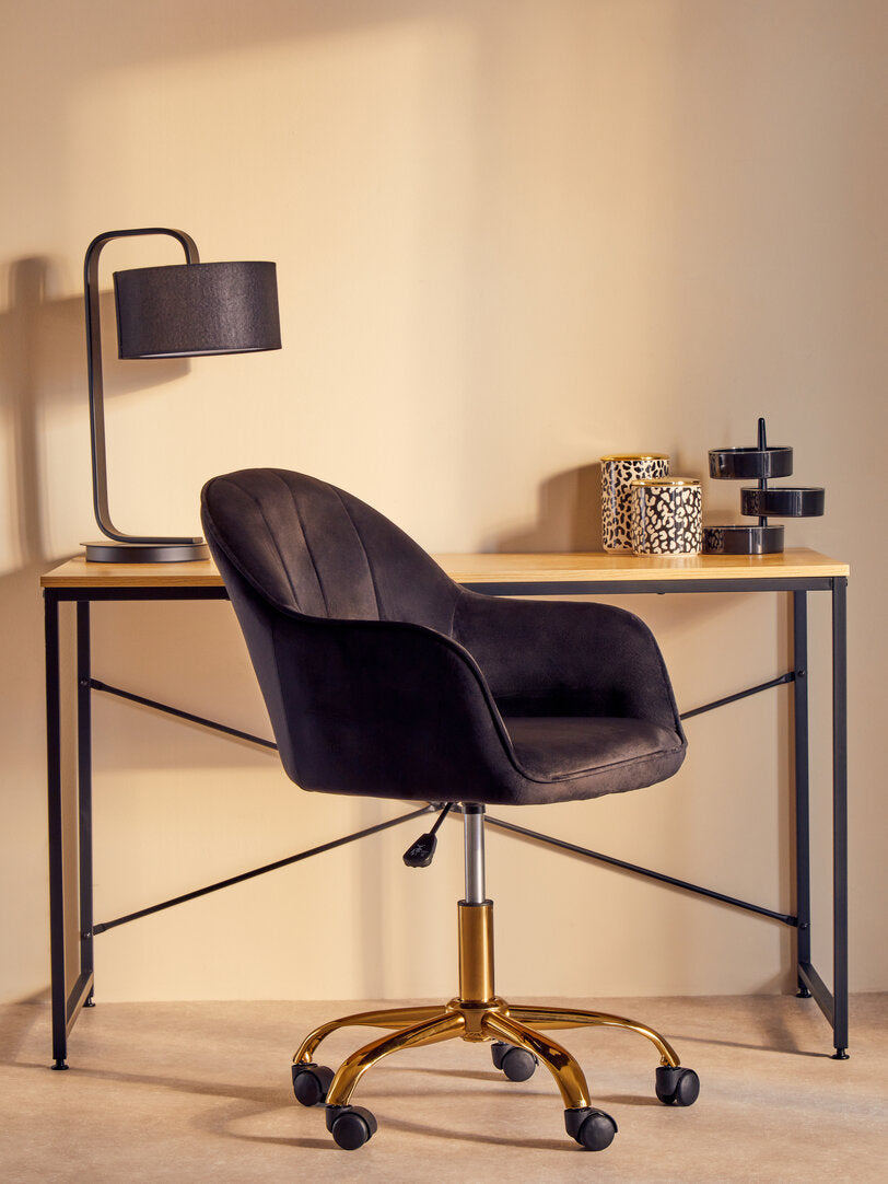 Hudson Black Velvet And Gold Base Home Office Chair