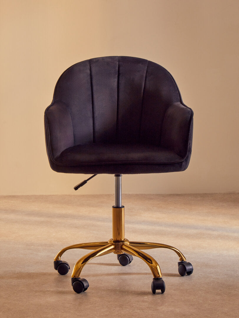 Hudson Black Velvet And Gold Base Home Office Chair