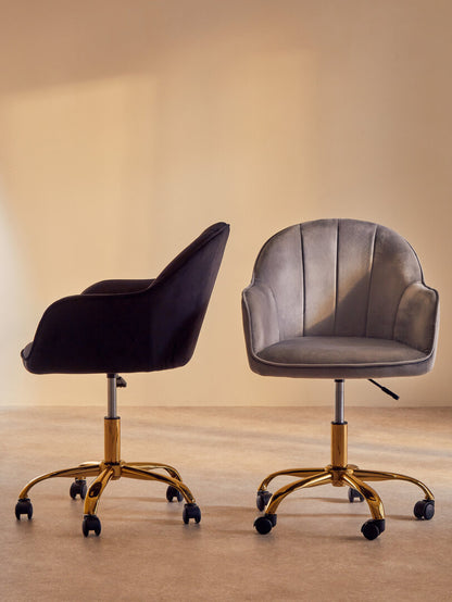 Hudson Black Velvet And Gold Base Home Office Chair