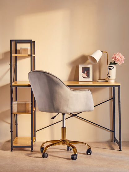 Hudson Grey Velvet And Gold Home Office Chair