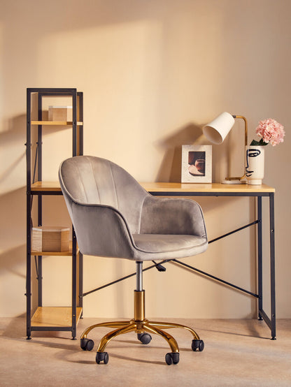 Hudson Grey Velvet And Gold Home Office Chair