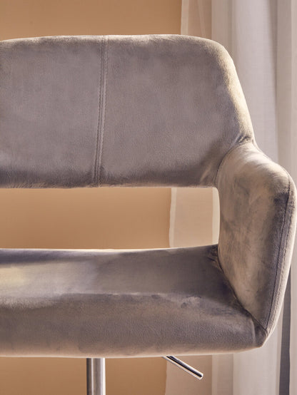 Hudson Grey Velvet And Chrome Base Home Office Chair