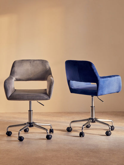 Hudson Grey Velvet And Chrome Base Home Office Chair