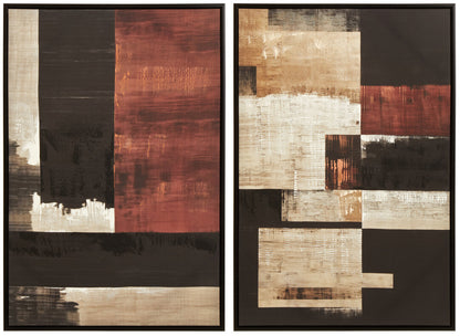 Modernist Set of 2 Geometric Abstract Canvas Wall Art