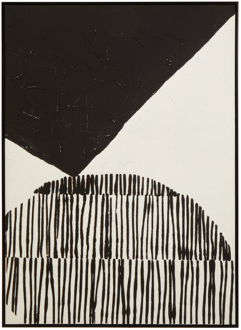 Modernist Black and White Abstract Hand Painted Wall Art