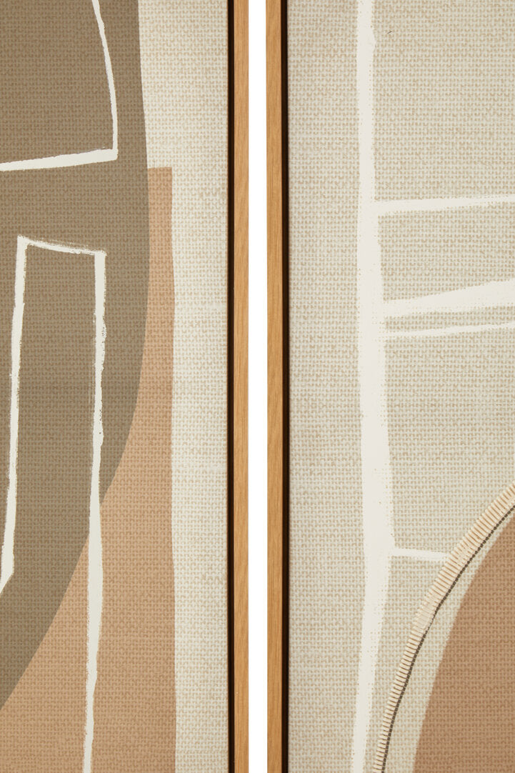 Modernist Set of 2 Neutral Abstract Canvas Wall Art