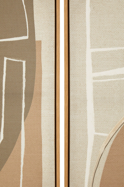 Modernist Set of 2 Neutral Abstract Canvas Wall Art