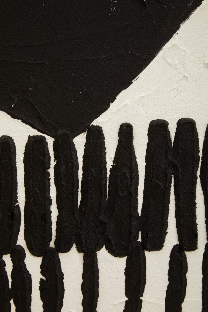 Modernist Black and White Abstract Hand Painted Wall Art