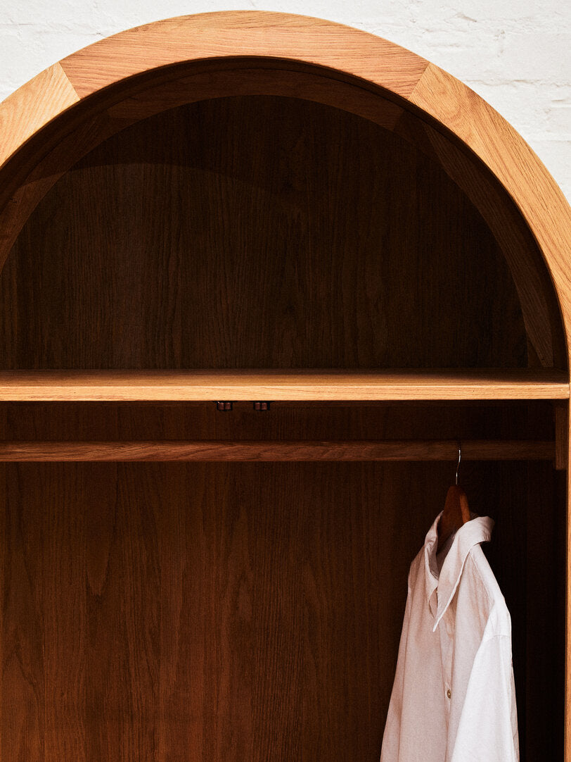 Bordeaux Rattan and Oak Wood 2 Door Wardrobe