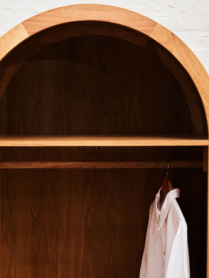 Bordeaux Rattan and Oak Wood 2 Door Wardrobe