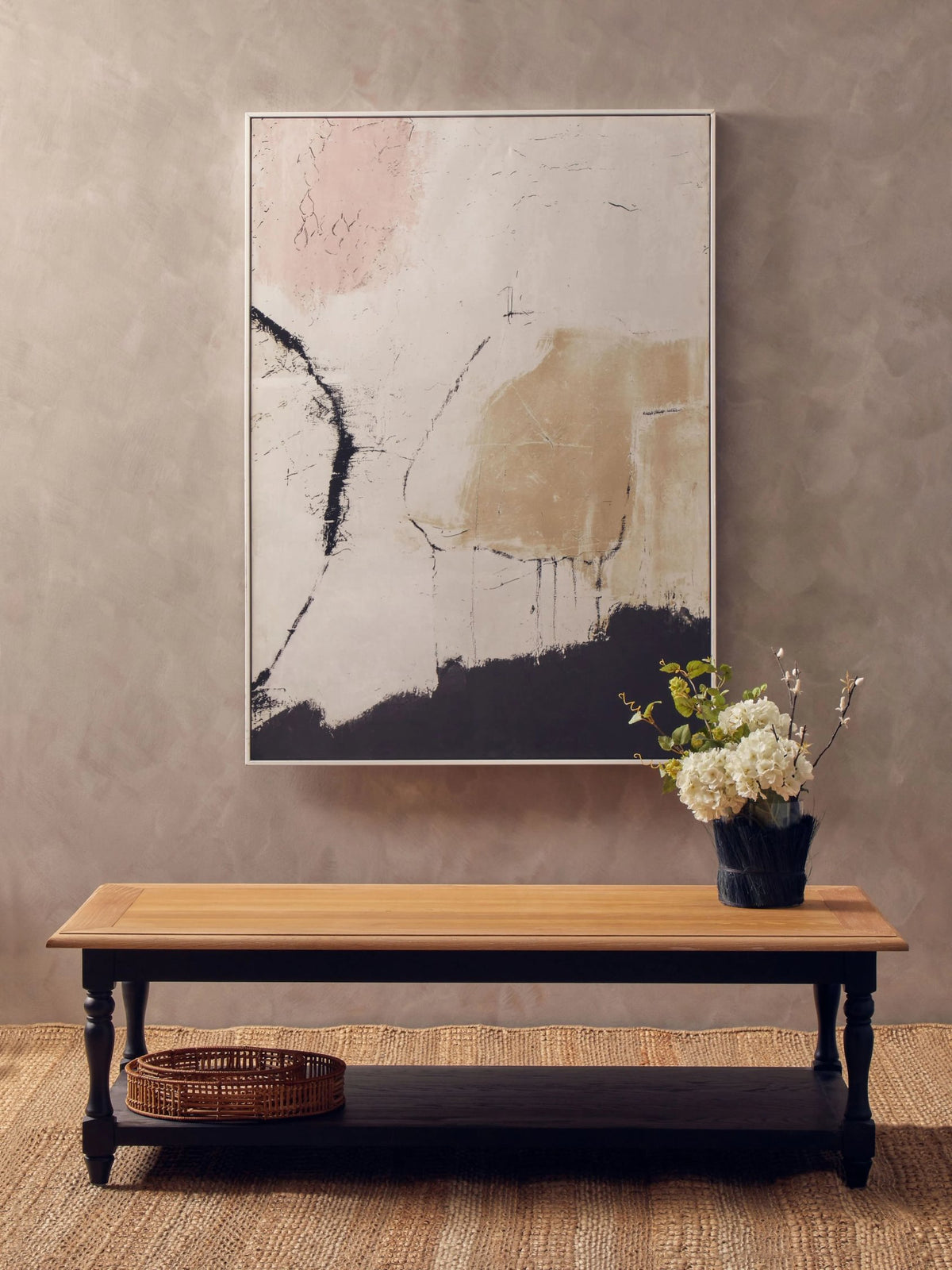 Chelsea Townhouse Grey Wash and Antique Black Rectangular Coffee Table