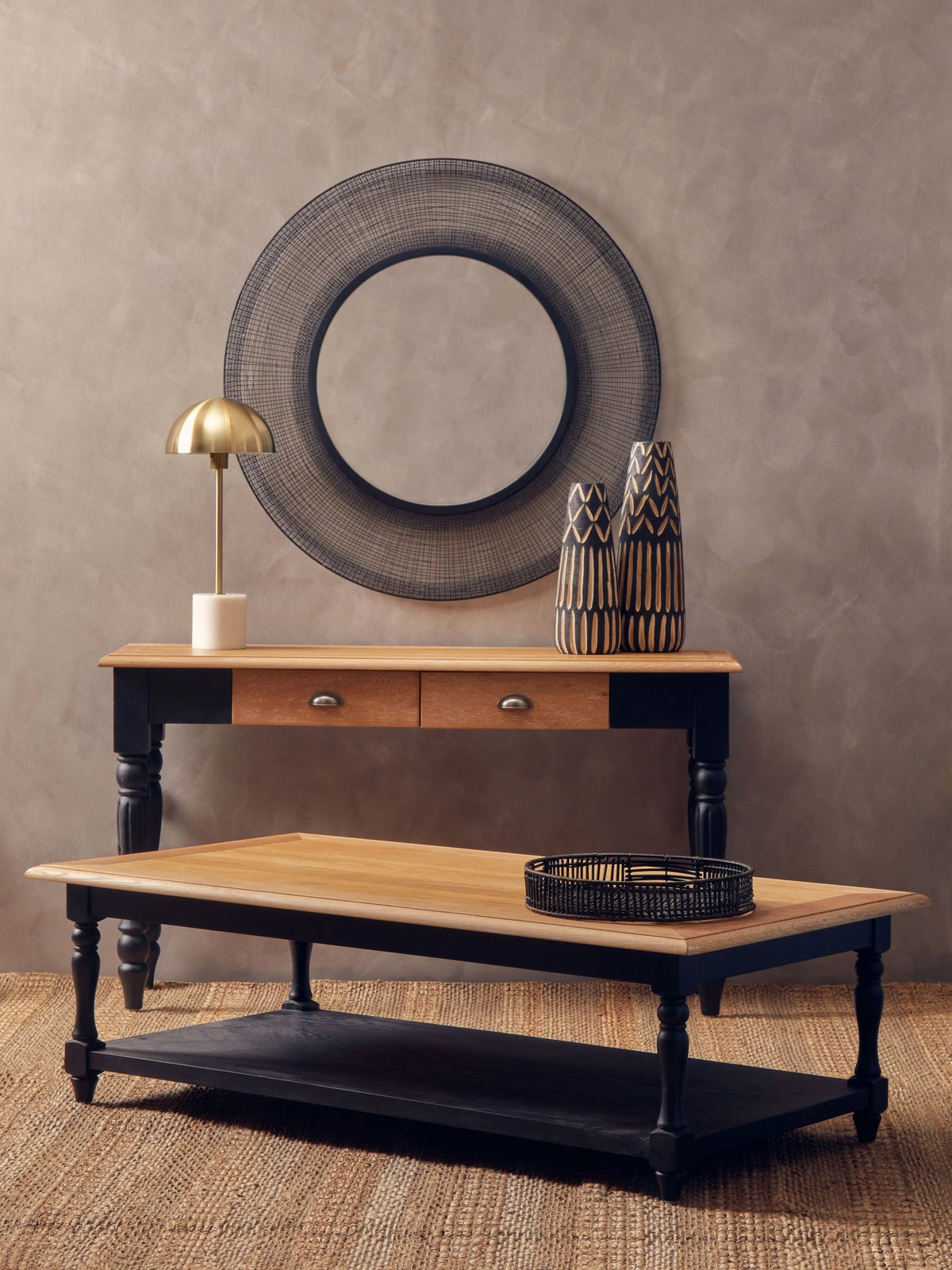 Chelsea Townhouse Grey Wash and Antique Black Rectangular Coffee Table