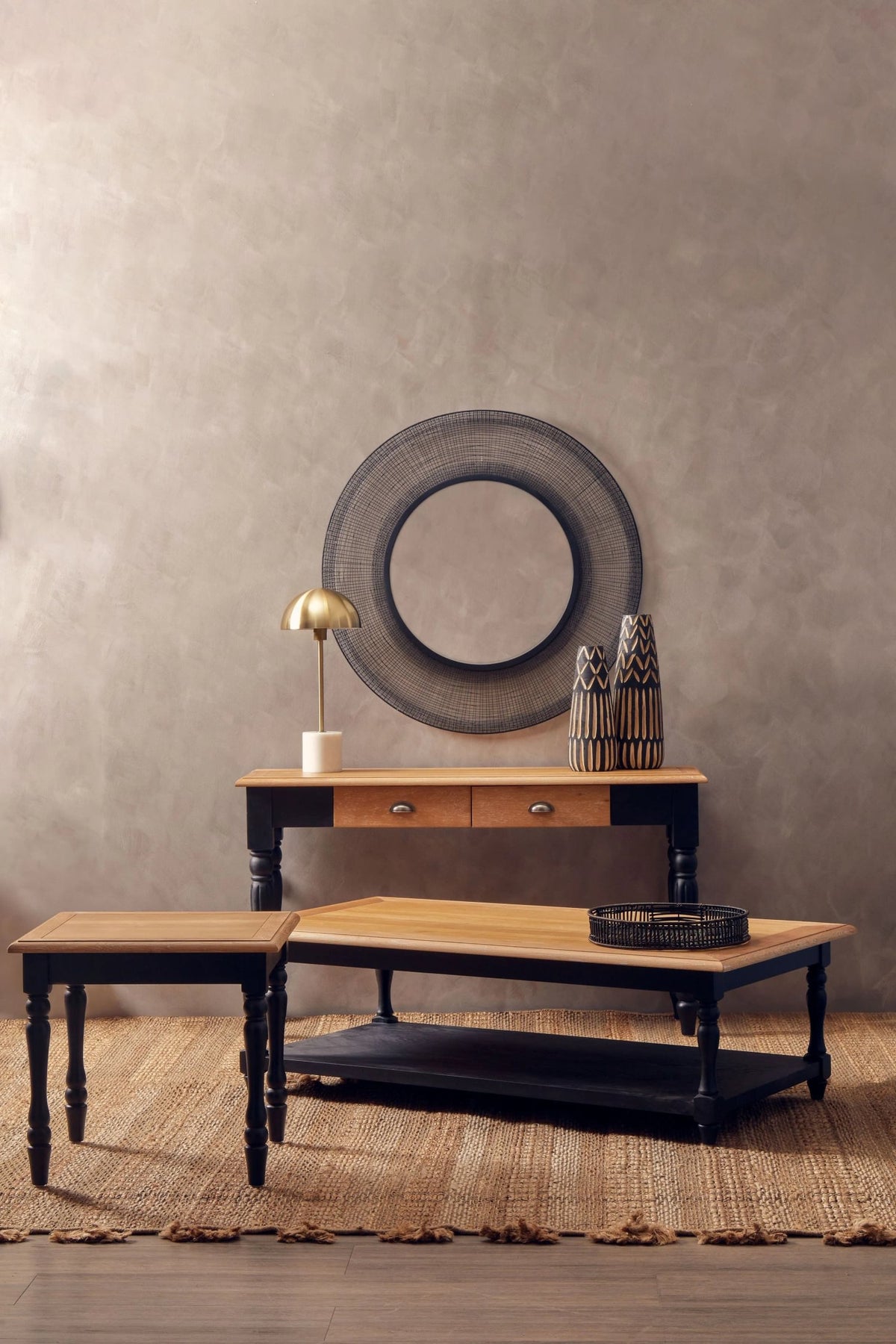 Chelsea Townhouse Grey Wash and Antique Black Rectangular Coffee Table