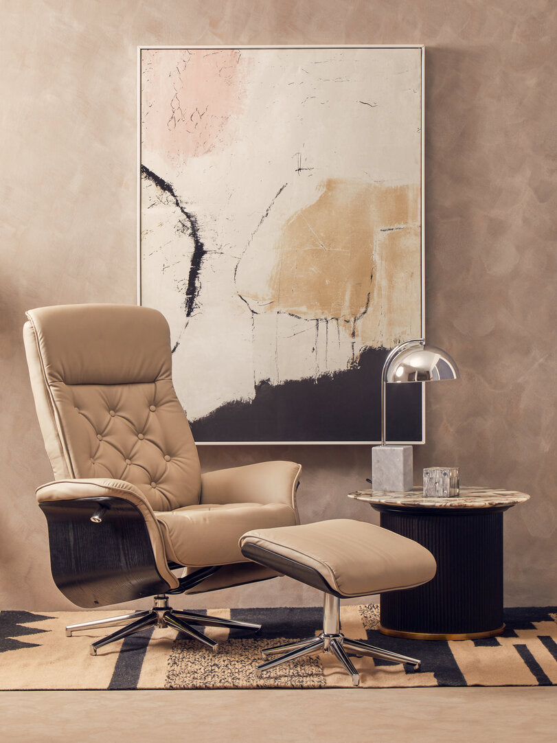 Cheshire Mink Leather Effect Recliner And Footstool