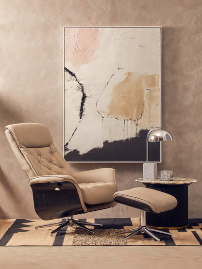 Cheshire Mink Leather Effect Recliner And Footstool