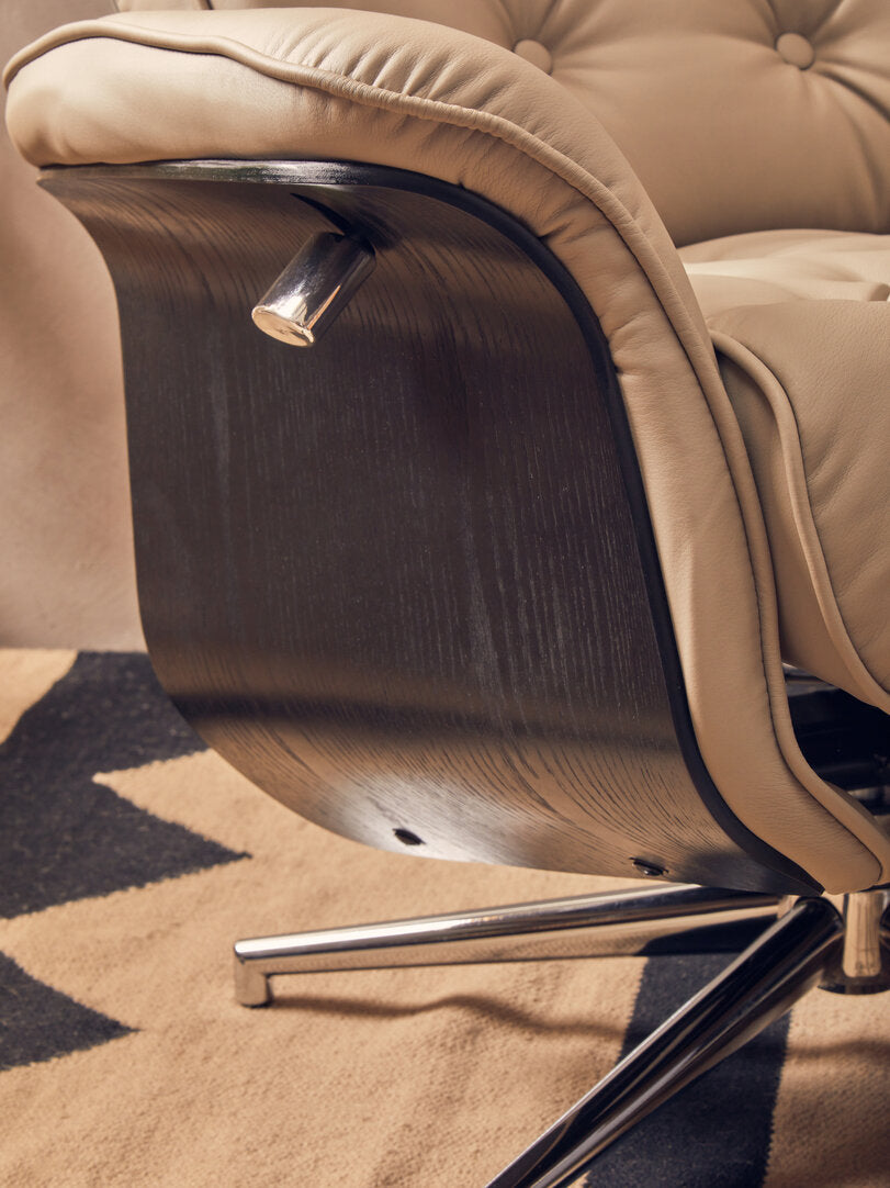 Cheshire Mink Leather Effect Recliner And Footstool