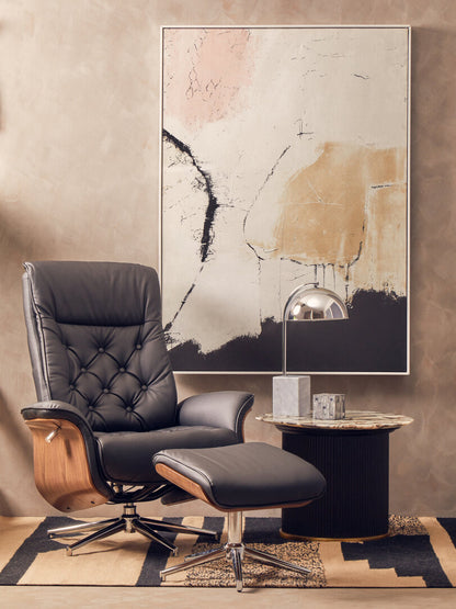 Cheshire Ivory Leather Effect Recliner And Footstool