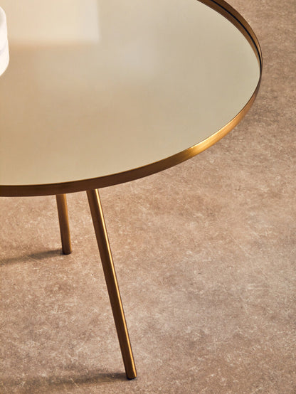Aria Gold Finish Mirrored Top Side Table
