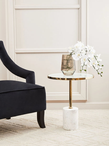 Lumina White Marble Round Side Table