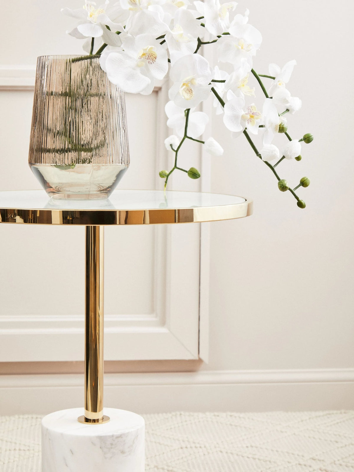 Lumina White Marble Round Side Table