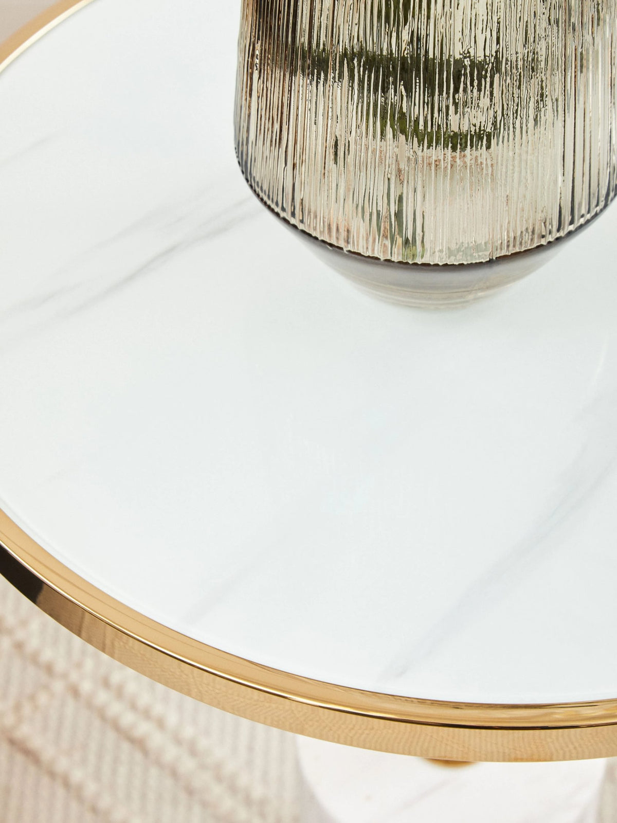 Lumina White Marble Round Side Table