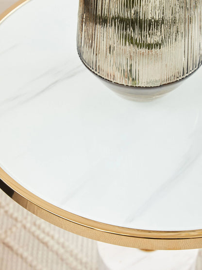Lumina White Marble Round Side Table