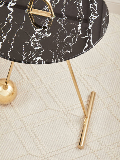Lumina Black Marble Effect Top End Table