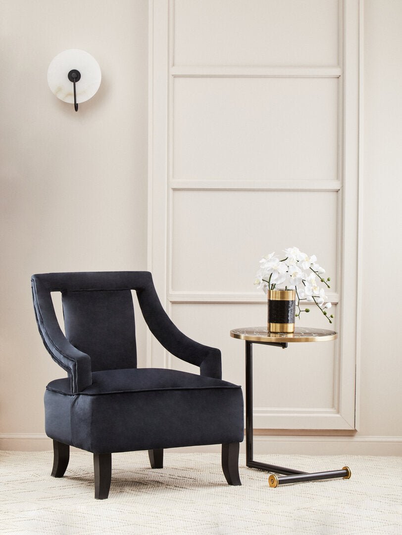 Lumina Black Glass and Marble Effect Side Table