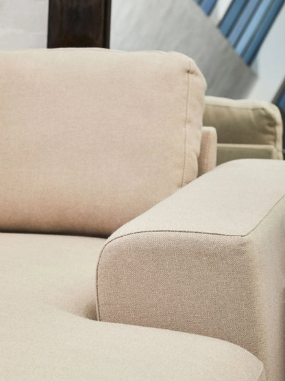Cassis Natural Fabric 3 Seat Right Chaise Sofa