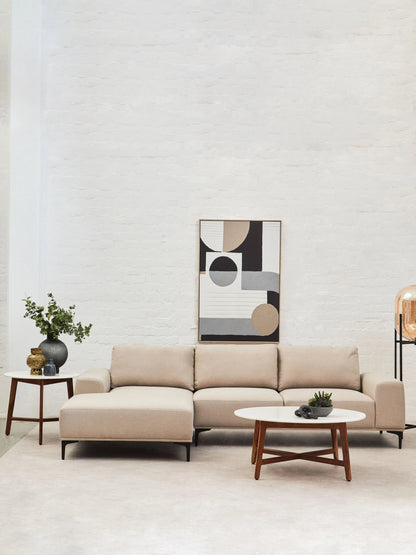 Cassis 3 Seat Natural Fabric Left Chaise Sofa