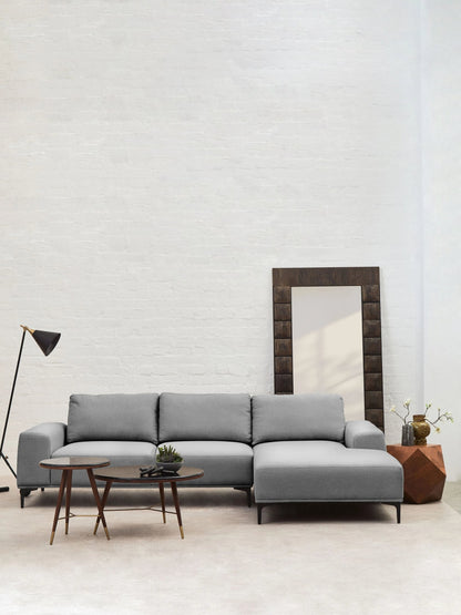 Cassis Grey Fabric 3 Seat Right Chaise Sofa