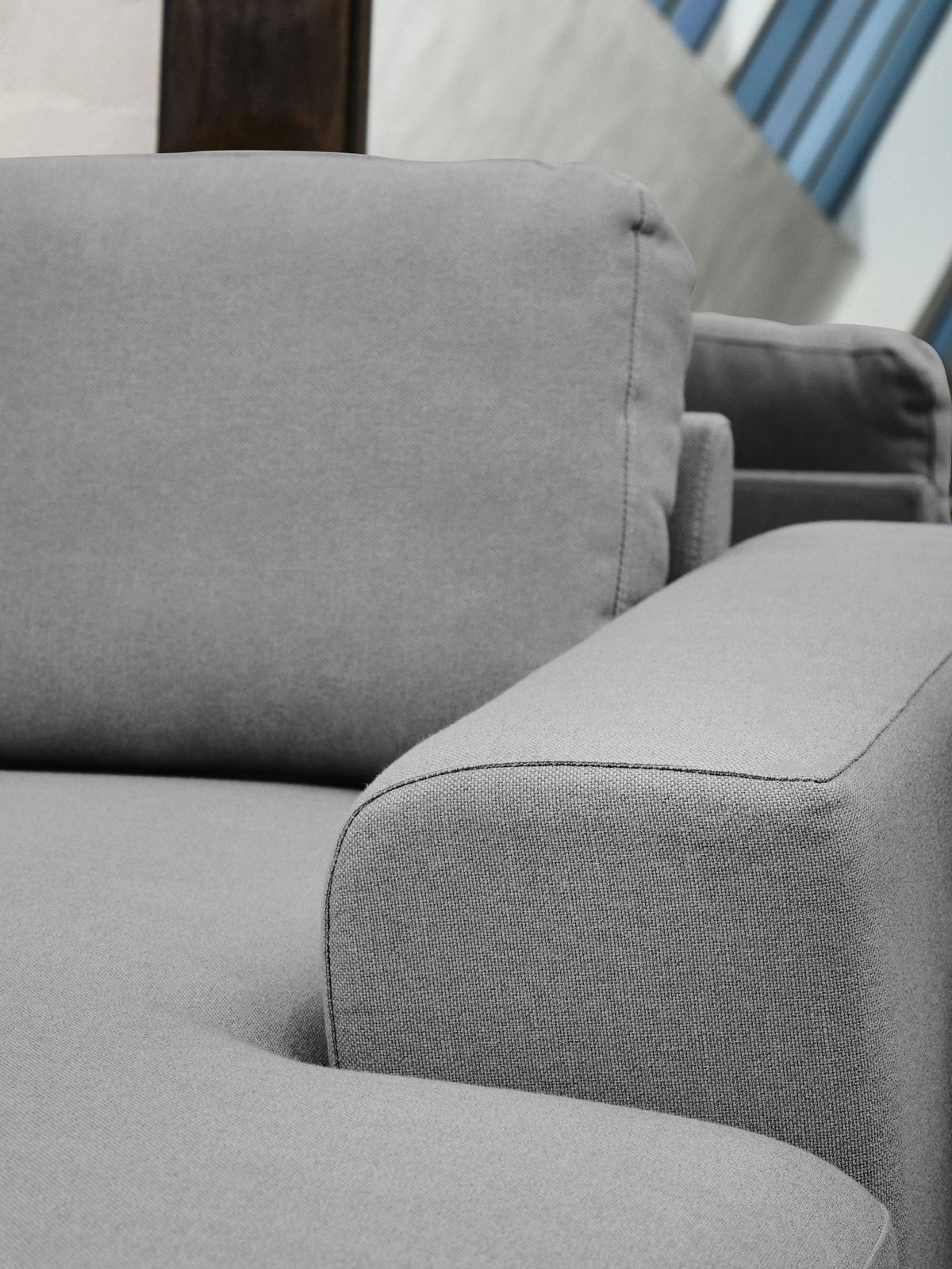 Cassis Grey Fabric 3 Seat Right Chaise Sofa
