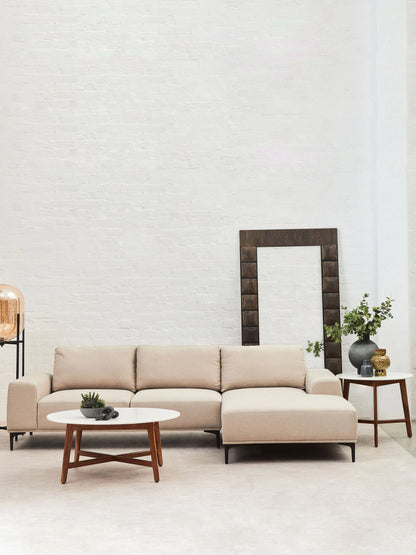 Cassis Grey Fabric 3 Seat Right Chaise Sofa