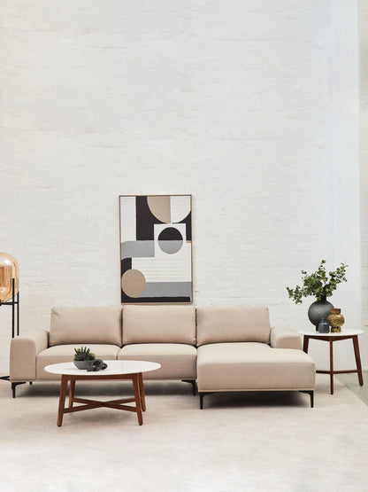 Cassis Grey Fabric 3 Seat Right Chaise Sofa