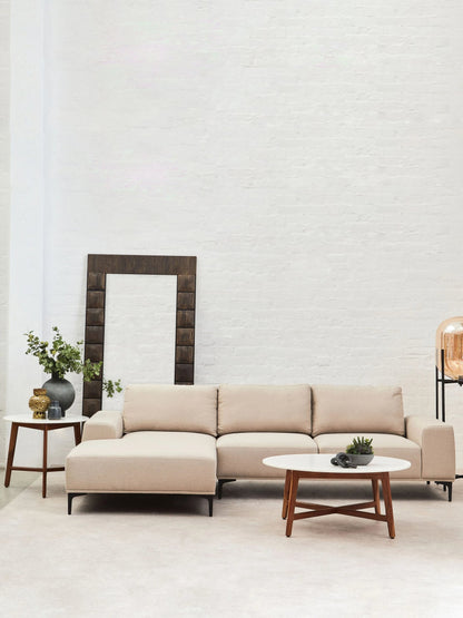 Cassis Grey Fabric 3 Seat Right Chaise Sofa