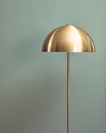 Stirling Brushed Brass Floor Lamp with Black Marble Base