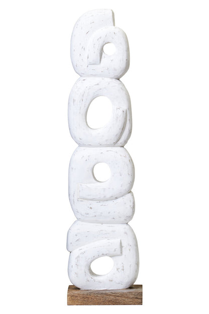 Vanguard Rustic White Mango Wood Ring Sculpture
