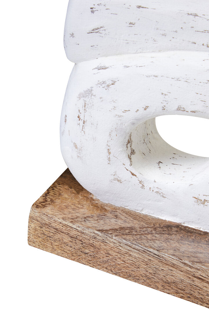 Vanguard Rustic White Mango Wood Ring Sculpture