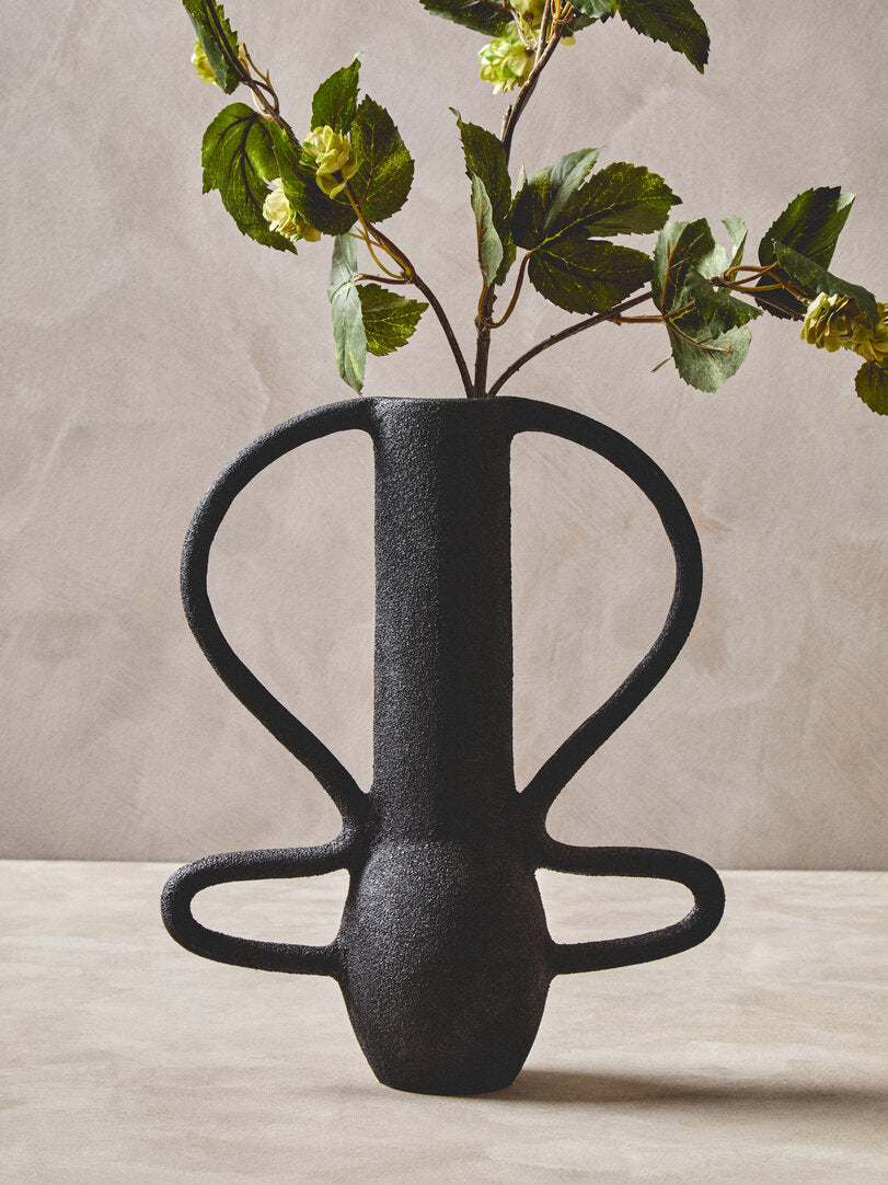 Silhouette Large Textured Black Vase