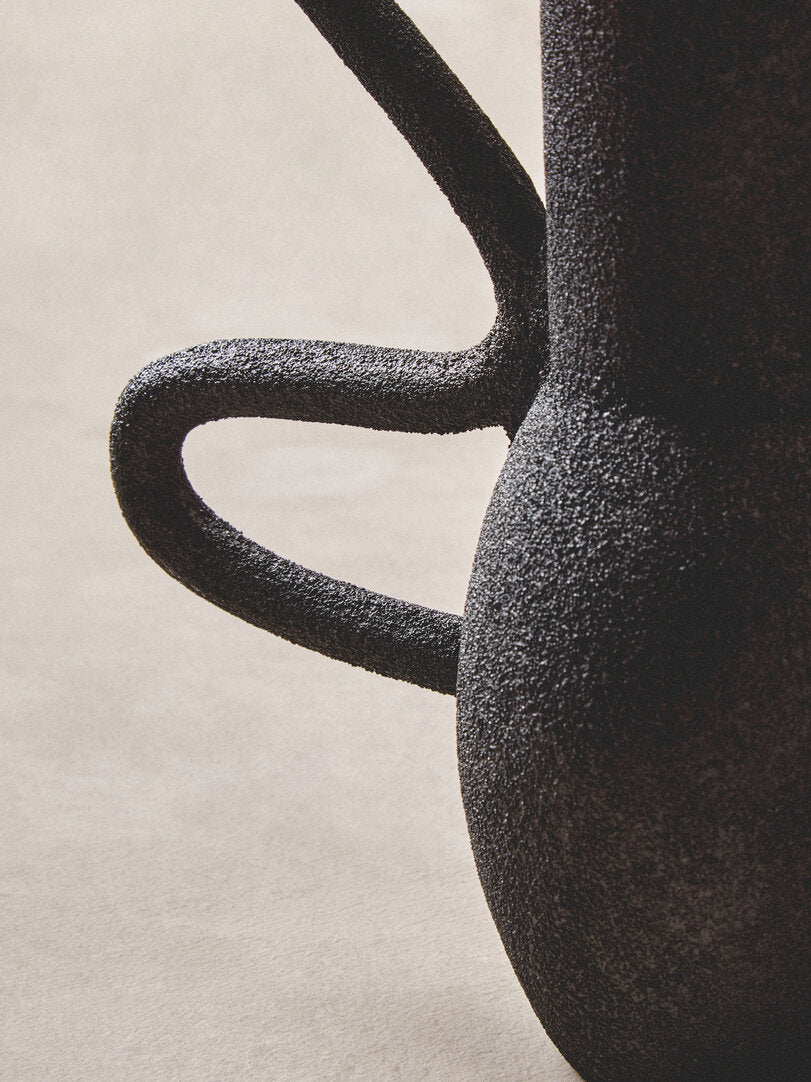 Silhouette Large Textured Black Vase