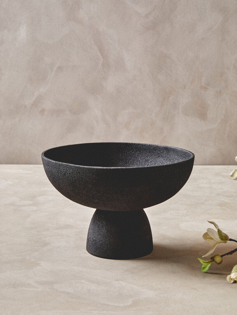 Silhouette Large Textured Black Pedestal Bowl