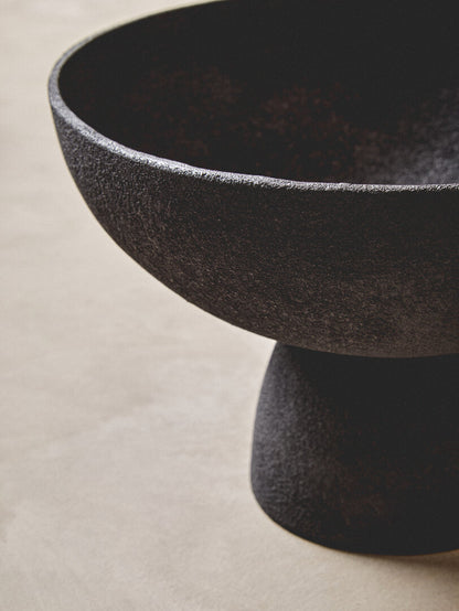 Silhouette Large Textured Black Pedestal Bowl
