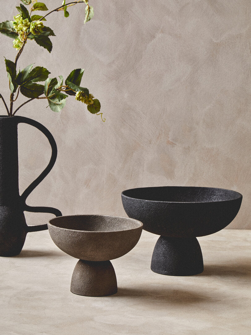 Silhouette Large Textured Black Pedestal Bowl