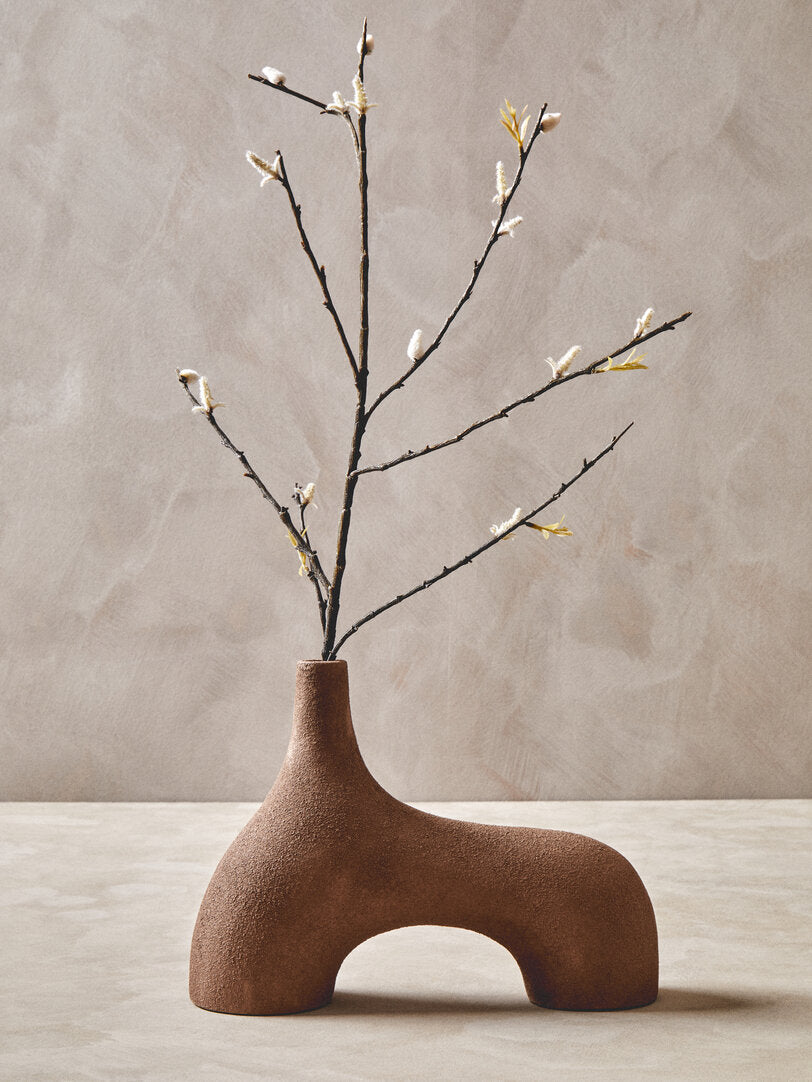 Sahara Small Textured Beige Abstract Vase