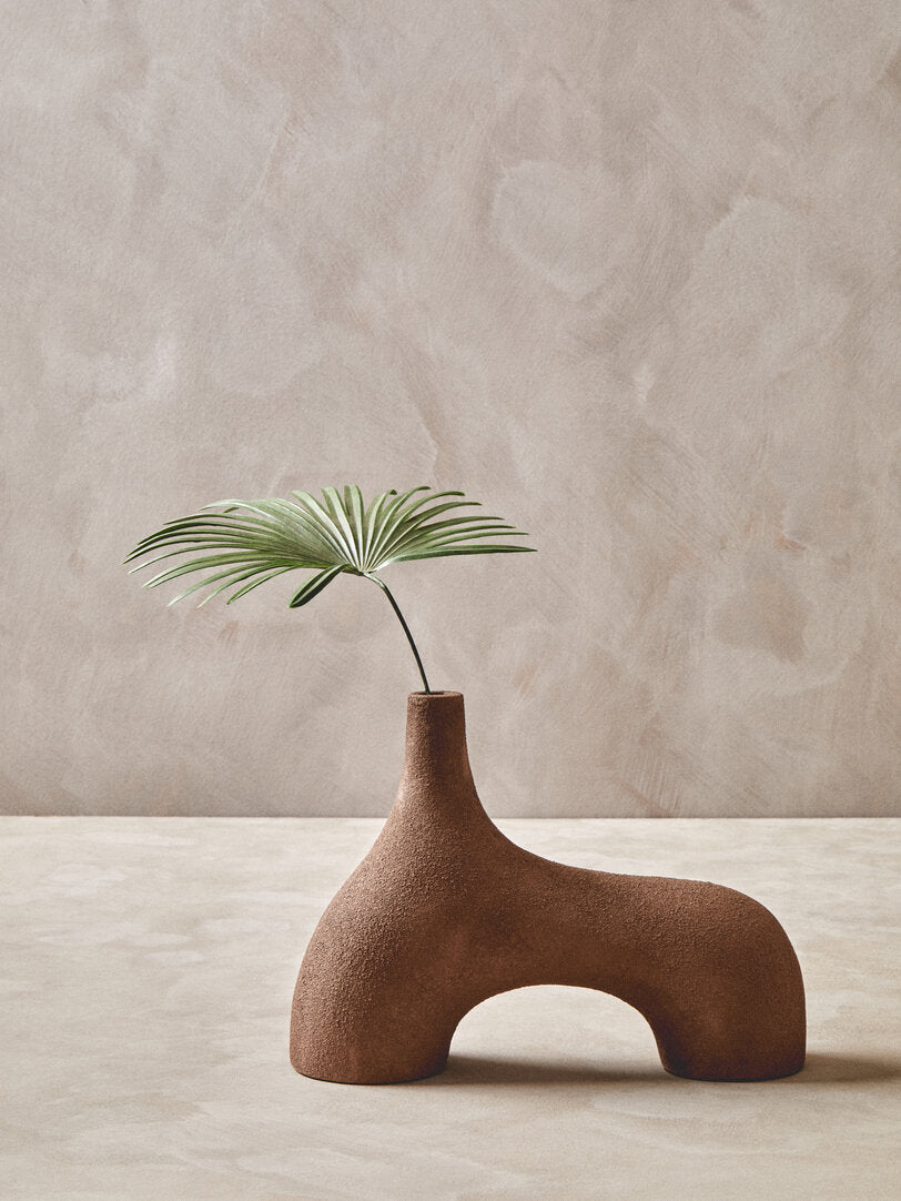 Sahara Small Textured Beige Abstract Vase