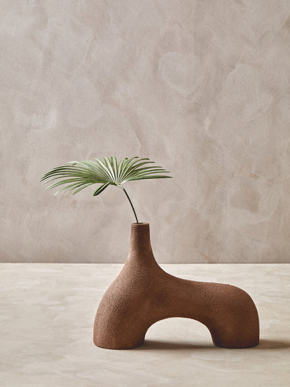 Sahara Small Textured Beige Abstract Vase