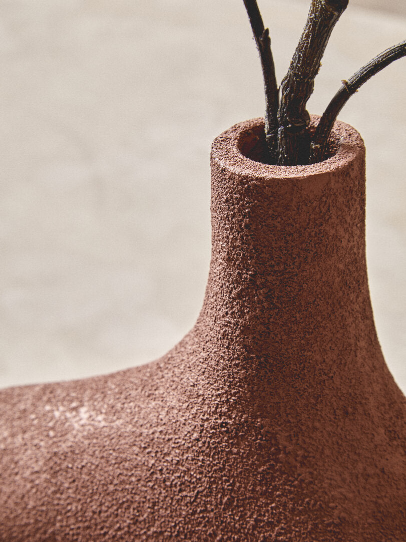 Sahara Small Textured Beige Abstract Vase