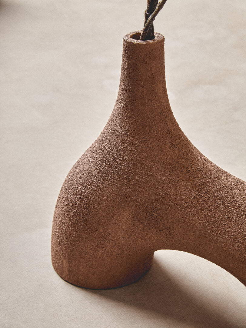 Sahara Small Textured Beige Abstract Vase
