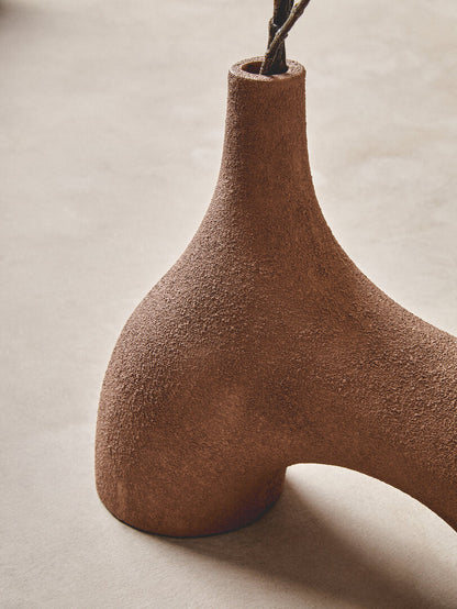 Sahara Small Textured Beige Abstract Vase