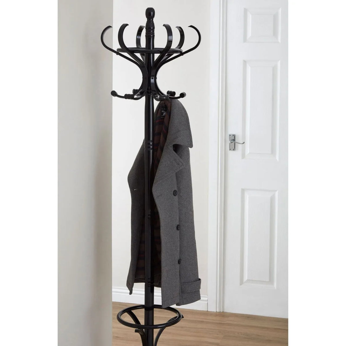 Kingswell Black Finish Floor Standing Coat Stand